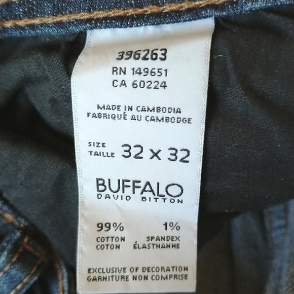 Buffalo By David Bitton Size 32x32 Straight Stretch Dark Wash Jeans - Picture 9 of 10